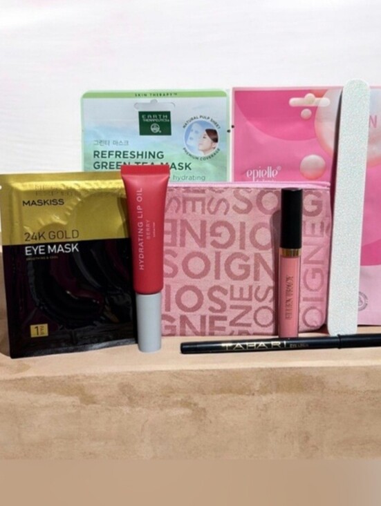 Other - 9 Piece Beauty Bundle! Cosmetic Bag with
7 Beauty Pieces & earrings NIP/NWOT